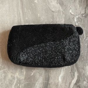 Vintage Italian Beaded Black Evening Bag